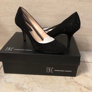 Black rhinestone heels